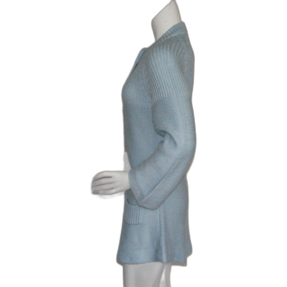 Vintage Cardigan Sweater, S, Light Blue, Big buttons, Acrylic, BUFFUMS - Picture 6 of 10